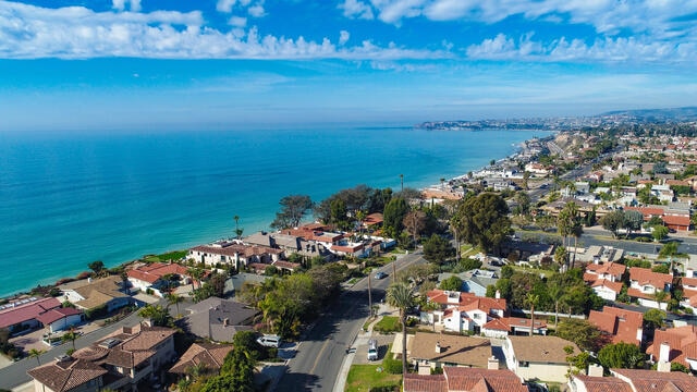 Beautiful aerial view of Capistrano Beach, California, coastline. 