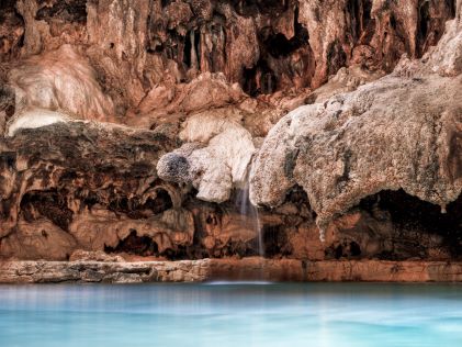 Cave and hot springs at Banff Upper Hot Springs in Alberta, Canada