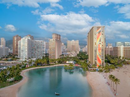 Aerial view of Hilton Hawaiian Village in Oahu, Hawaii